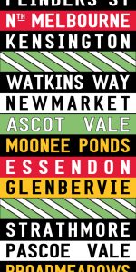 Flinders Street Coloured Style Vintage Tram Scroll Canvas Artwork